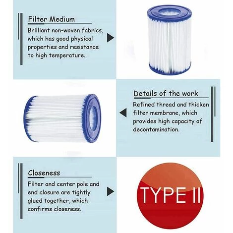 LLOVE 4 Cartouches De Filtre De Piscine Type II - For Bestway De Type Ii - Convient Pour Bestway 58383 58387 - Cartouche Filtrante Pour Piscine Bestway 530/800 Gal/h. 3 LLOVE 4 Cartouches De Filtre De Piscine Type II - For Bestway De Type Ii - Convient Pour Bestway 58383 58387 - Cartouche Filtrante Pour Piscine Bestway 530/800 Gal/h. – Image 3