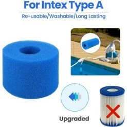 FLYME Éponge Filtrante Type A, Lot De 4 Filtres De Piscine, Filtre Éponge Cartouche, Mousse Pour Filtre Piscine, Réutilisables Et Lavables, Pour Spa, Piscine -Pompe et filtre de piscine Soldes 67880240 5