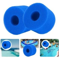 REGALOS Lot De 2 Cartouches De Mousse De Filtre De Piscine Compatibles Avec Intex S1 Type Cartouche De Filtre Lavable Réutilisable En Mousse éponge Cartouche De Filtre En Mousse Cartouche De Filtre De Piscine Cartouche En Mousse éponge, Bleu -Pompe et filtre de piscine Soldes 67907348 2